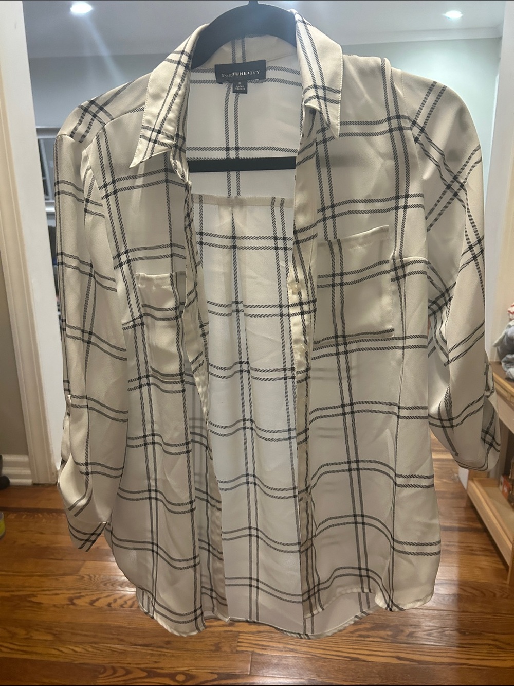 Cream Plaid Button-Down Shirt - Relaxed Fit